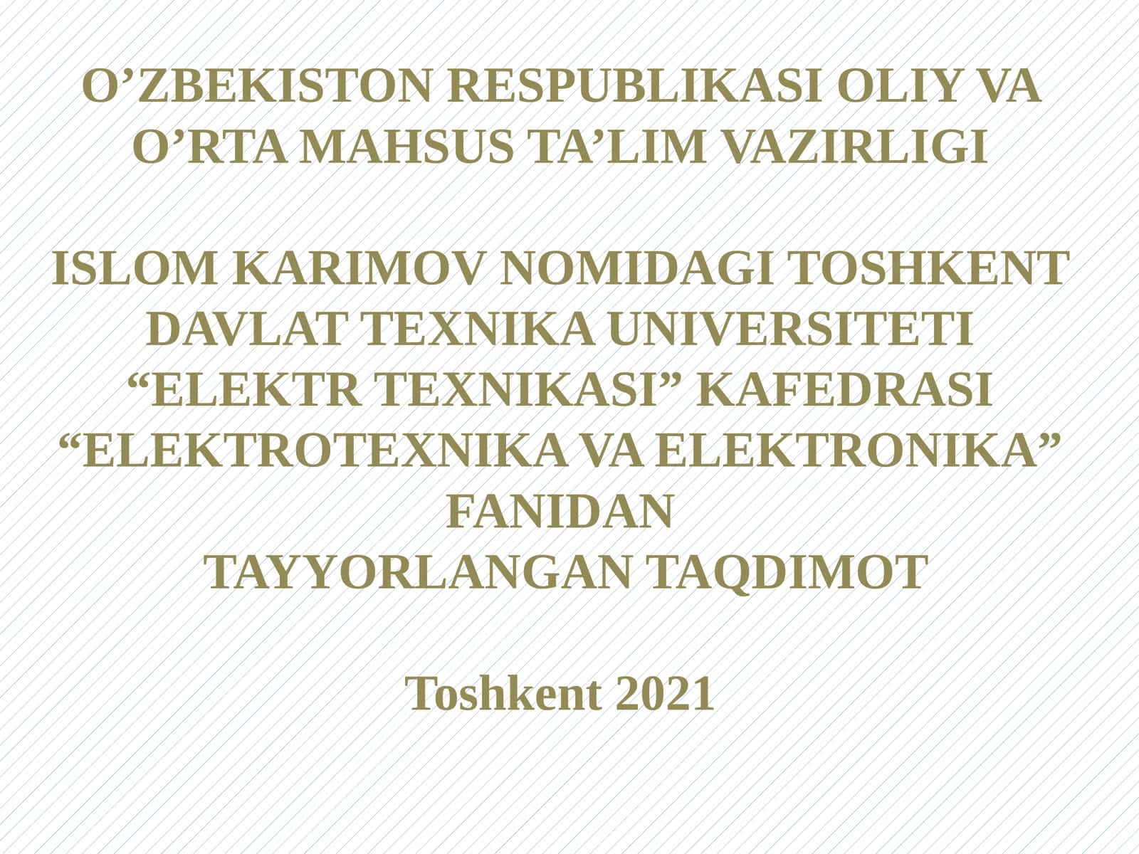 ELEKTRZANJIRI VA UNING ELEMENTLARI