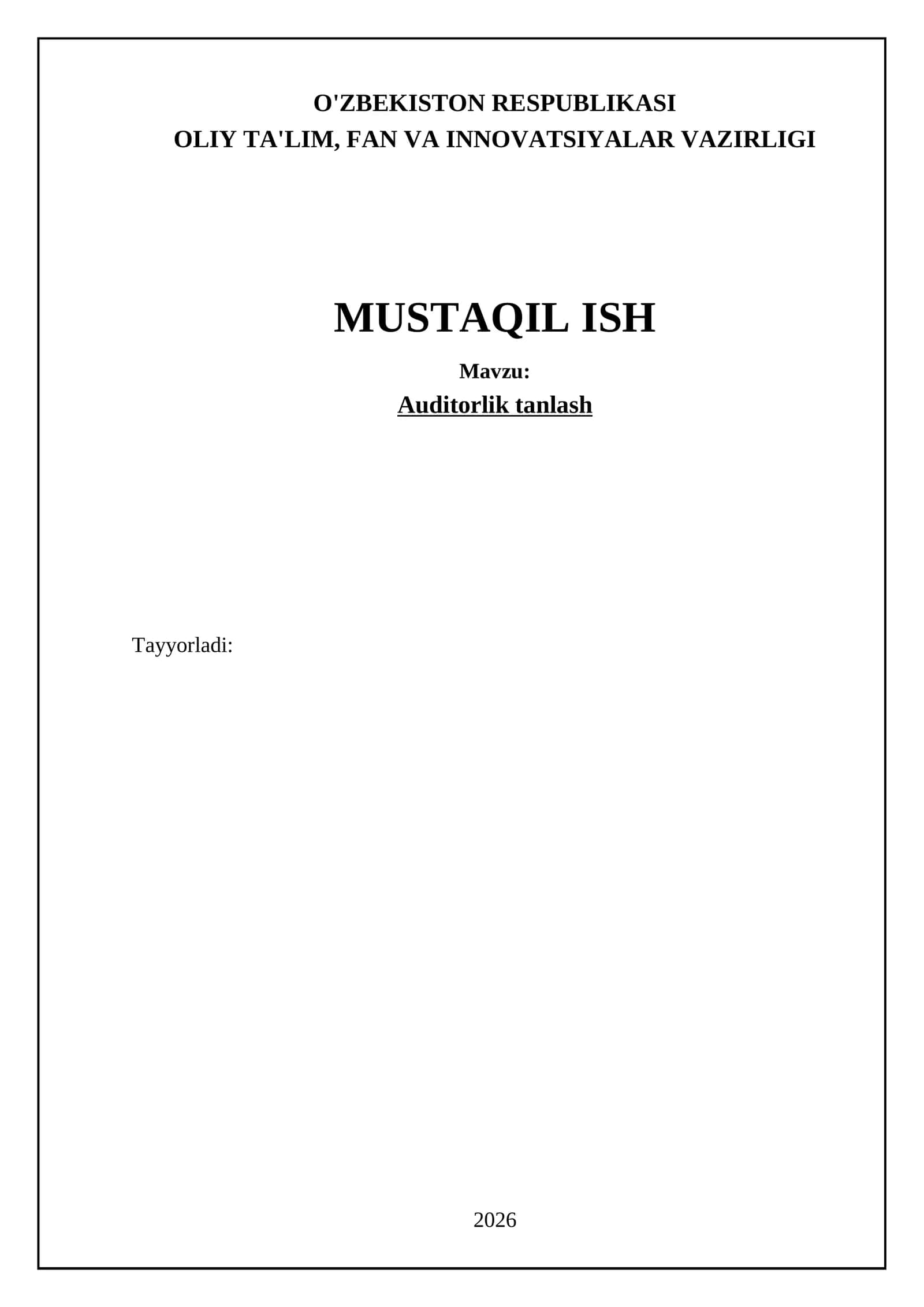 Auditorlik tanlash