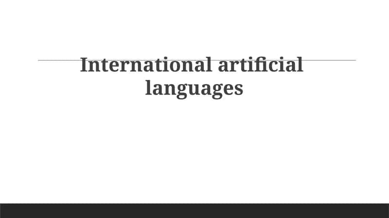 International artificial languages
