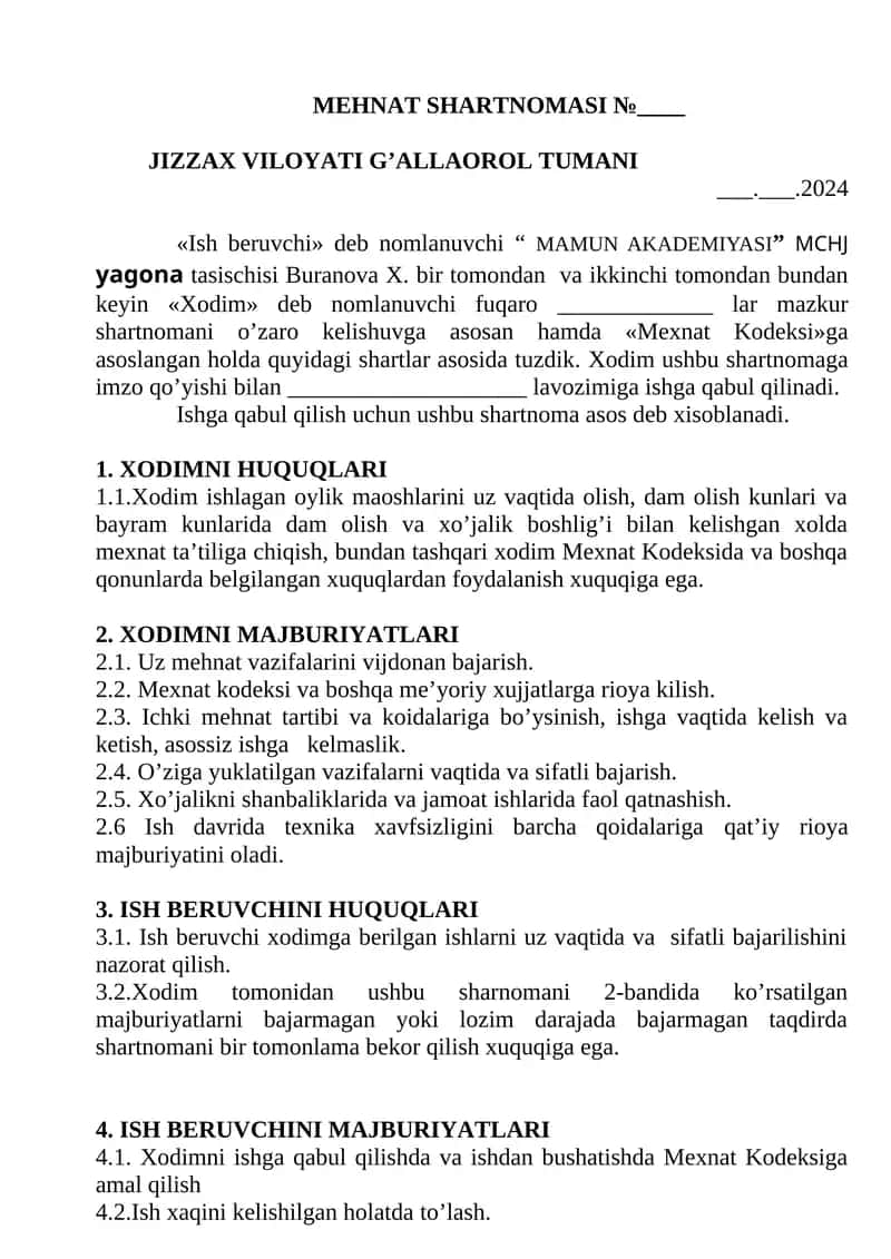 MEHNAT SHARTNOMASI