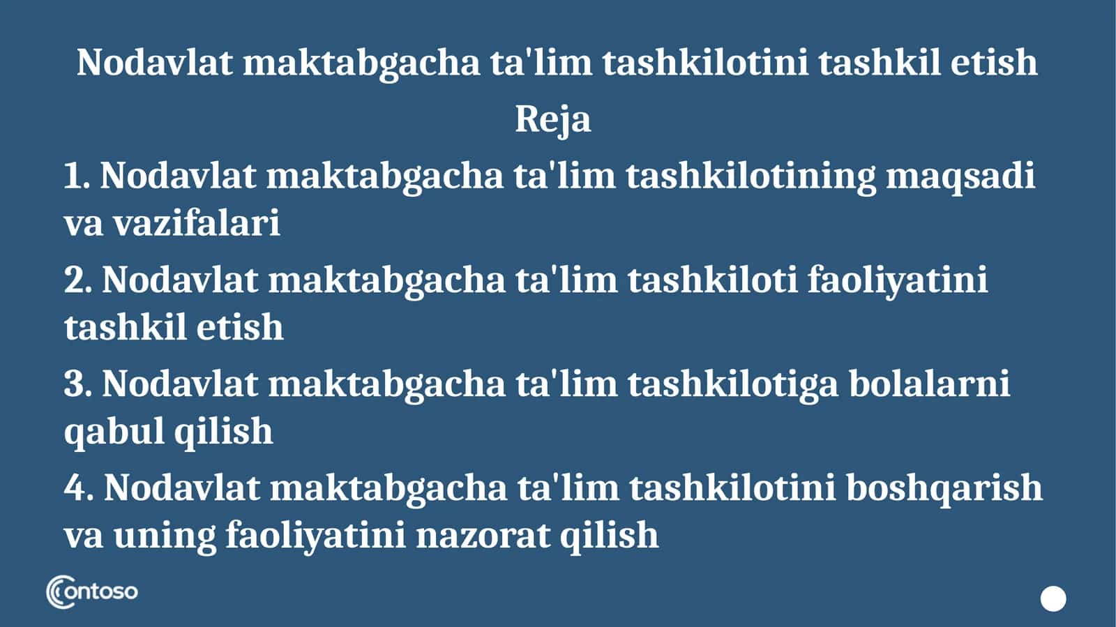 Nodavlatmaktabgachata'limtashkilotini tashkiletish