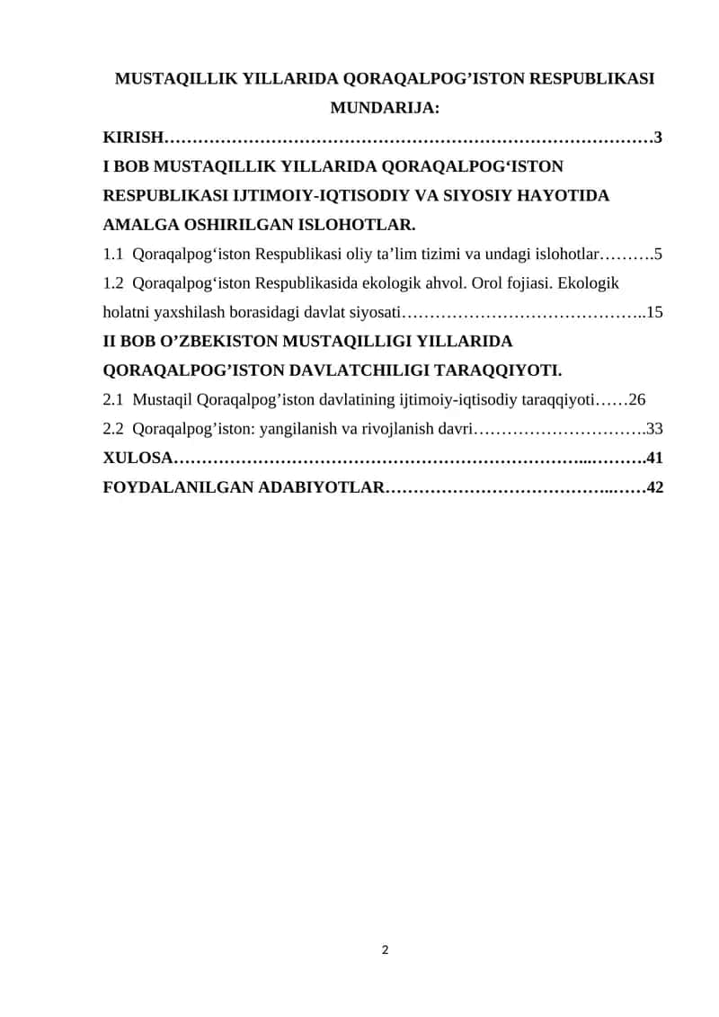 MUSTAQILLIK YILLARIDA QORAQALPOG’ISTON RESPUBLIKASI