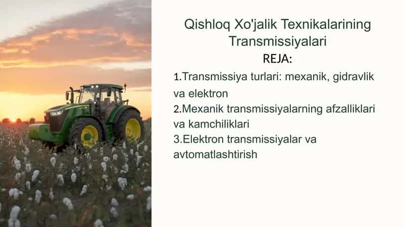 Qishloq Xo'jalik Texnikalarining Transmissiyalari