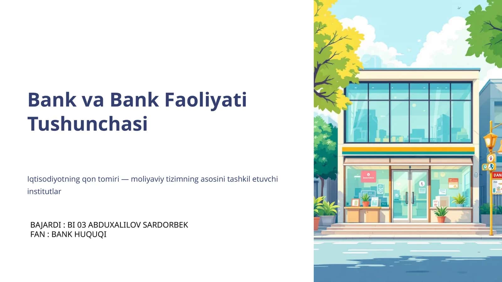 Bank va Bank Faoliyati Tushunchasi