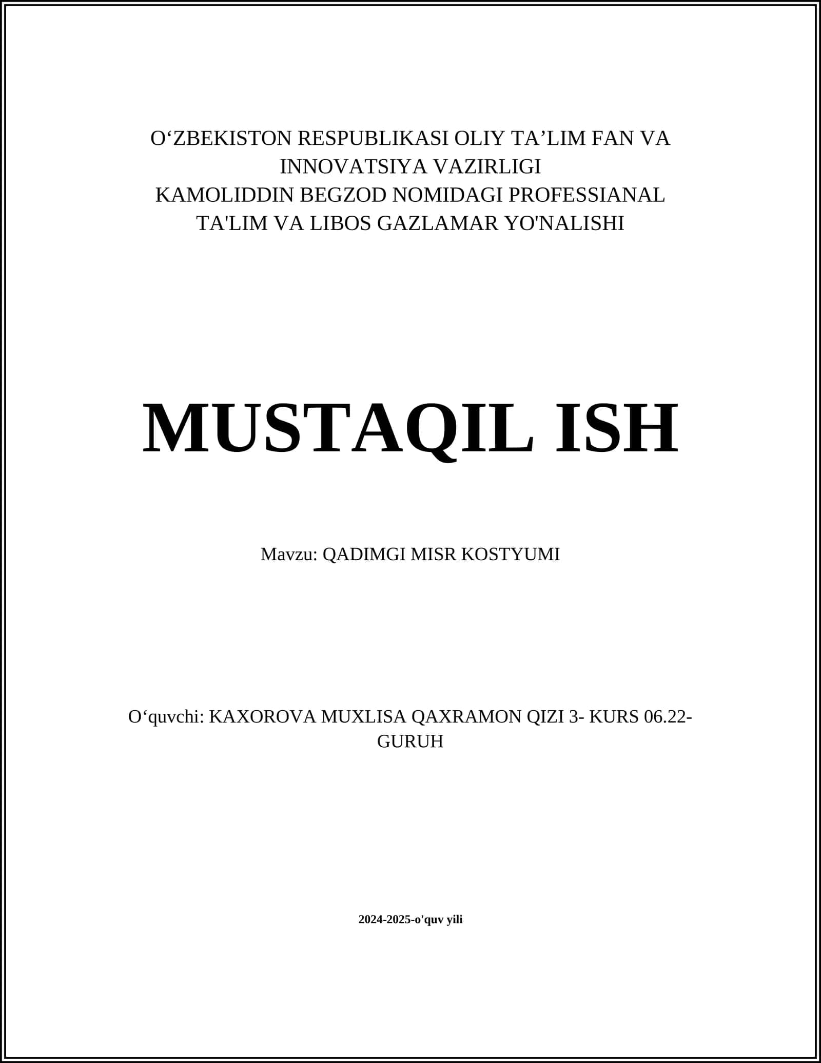 QADIMGI MISR KOSTYUMI