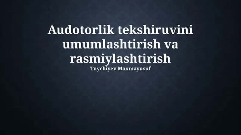 Ovozli Boshqaruvni Umumiylashtirish va Rasmiylashtirishga Kirish