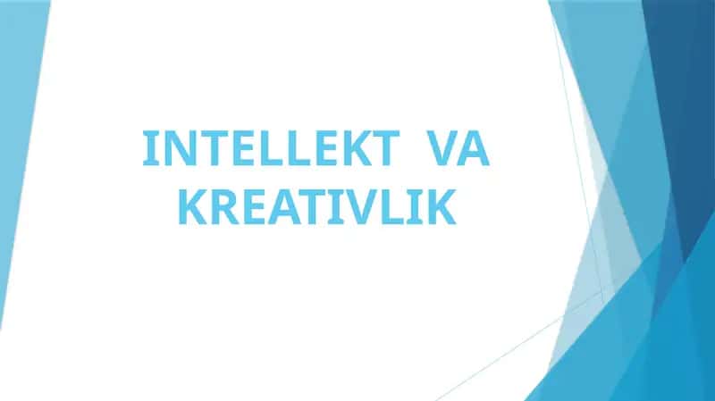 Intellekt va Kreativlik