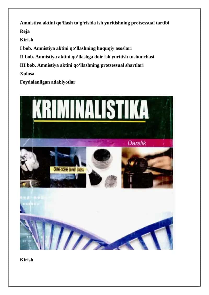 Amnistiya aktini qo‘llashning protsessual tartibi