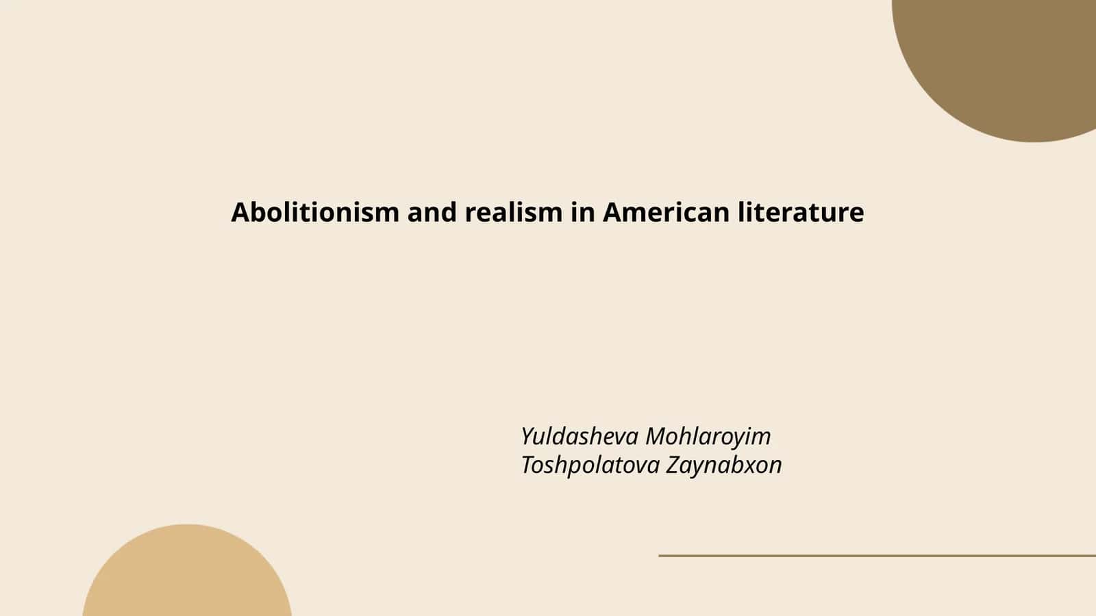 Abolitionism and Realism in American Literature
