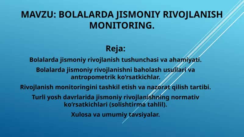 Bolalar jismoniy rivojlanish monitoring