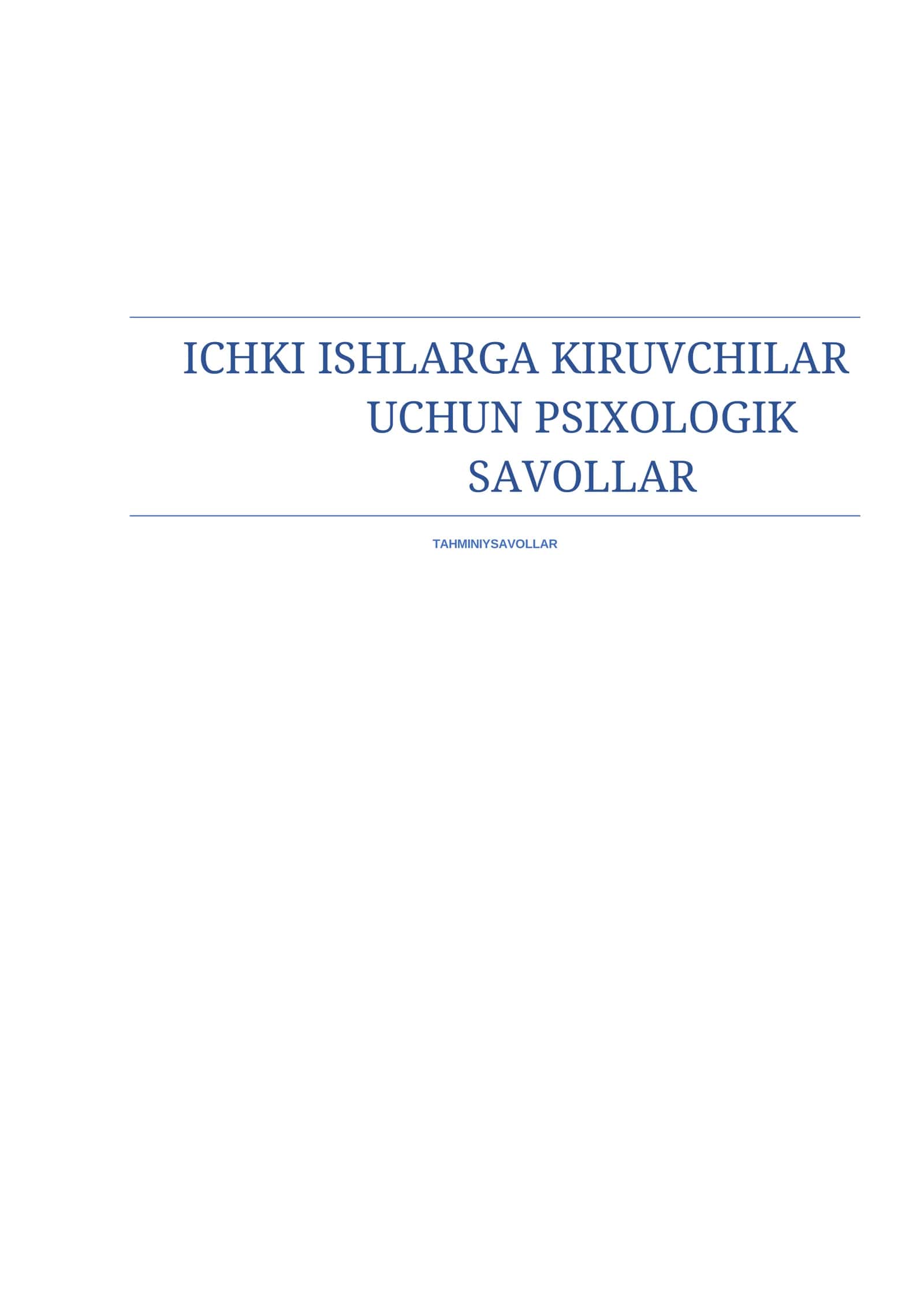 2026-yil Ichki Ishlarga kiruvchilar uchun psixologik testlar toplami