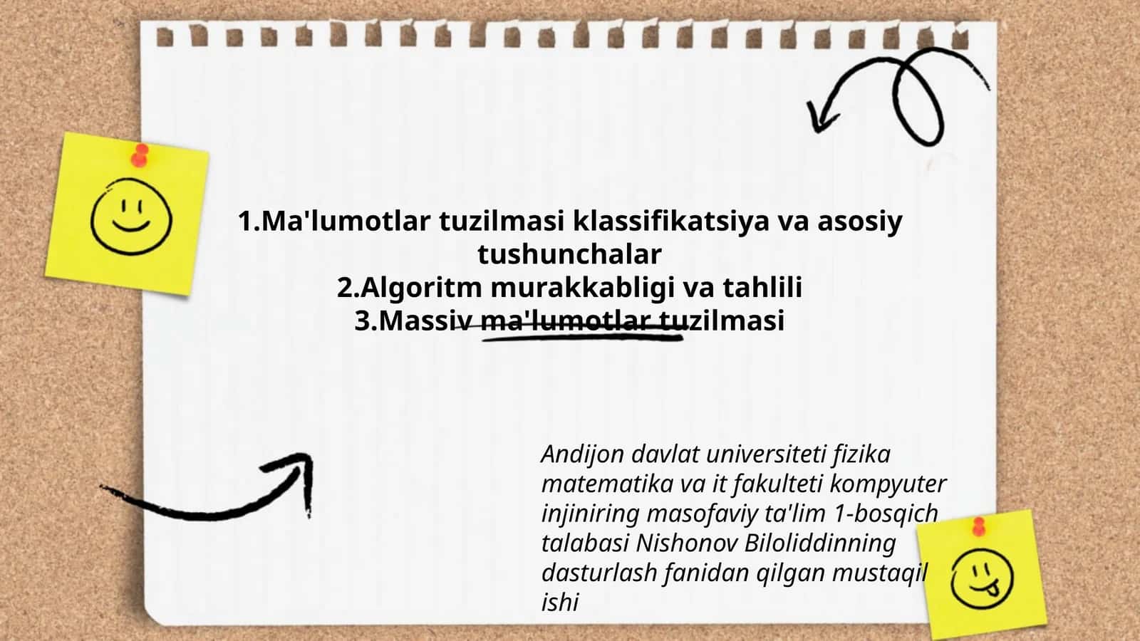 Ma'lumotlar tuzilmasi klassifikatsiya va asosiy tushunchalar