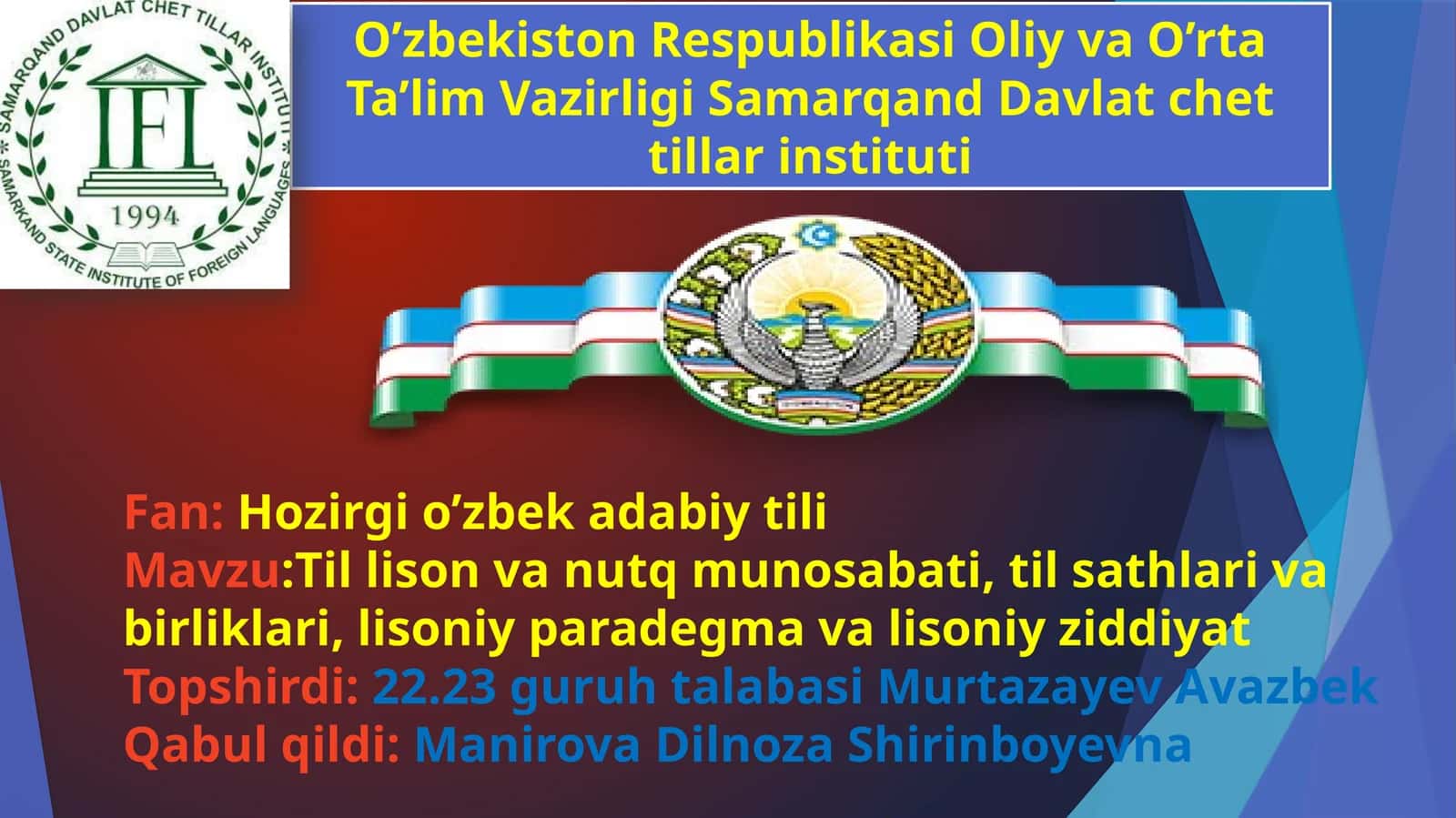 Tilli son va nutq munosabati, til sathlari va birliklari, lisoniy paradegma va lisoniy ziddiyat