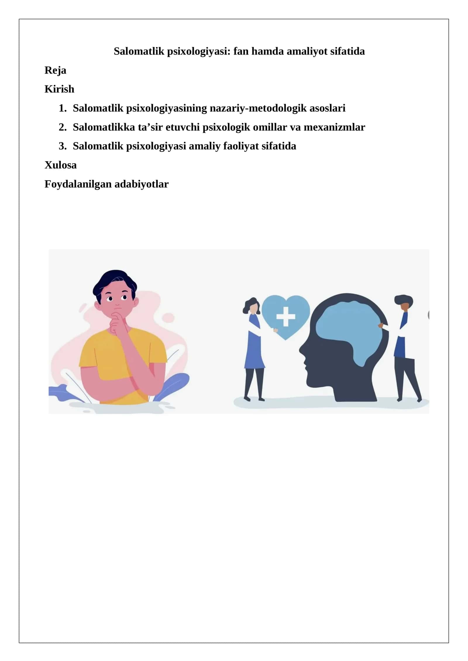 Salomatlik psixologiyasi: fan hamda amaliyot sifatida