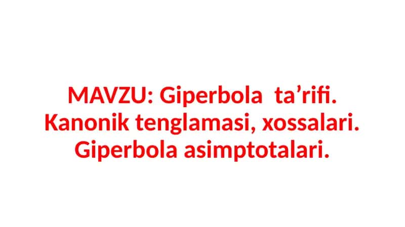 Giperbola tushunchasi