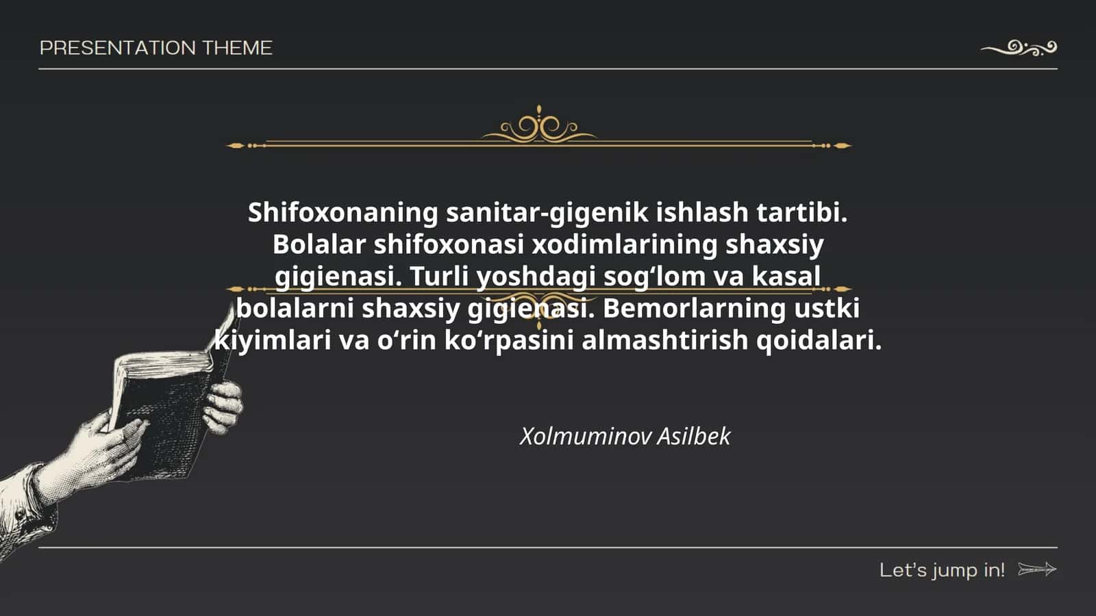 Shifoxonaning sanitar-gigenik ishlash tartibi
