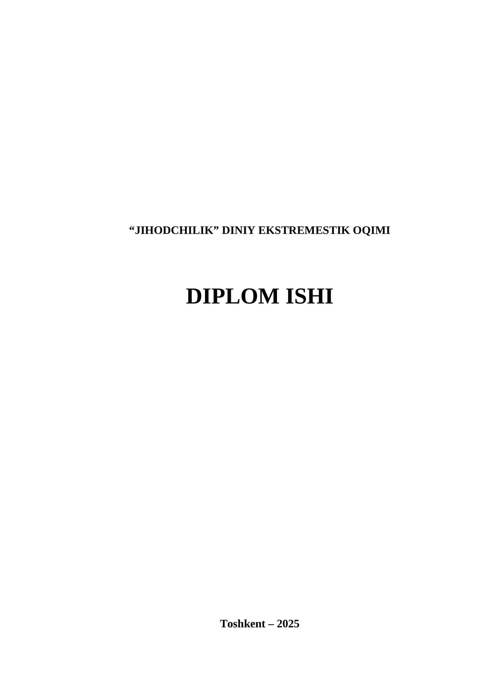 "JIHODCHILIK" DINIY EKSTREMESTIK OQIMI