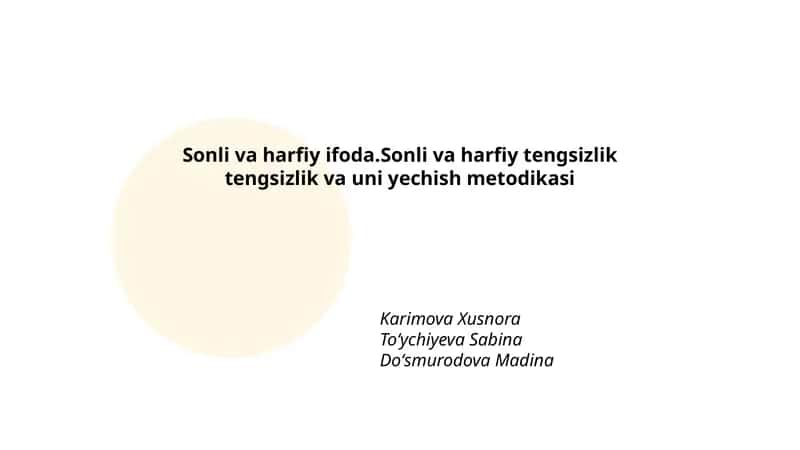 Sonli va harfiy ifoda