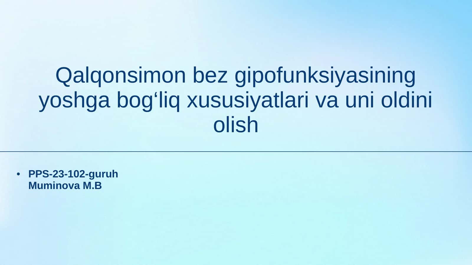 Qalqonsimon bez gipofunksiyasining yoshga bog‘liq xususiyatlari va uni oldini olish