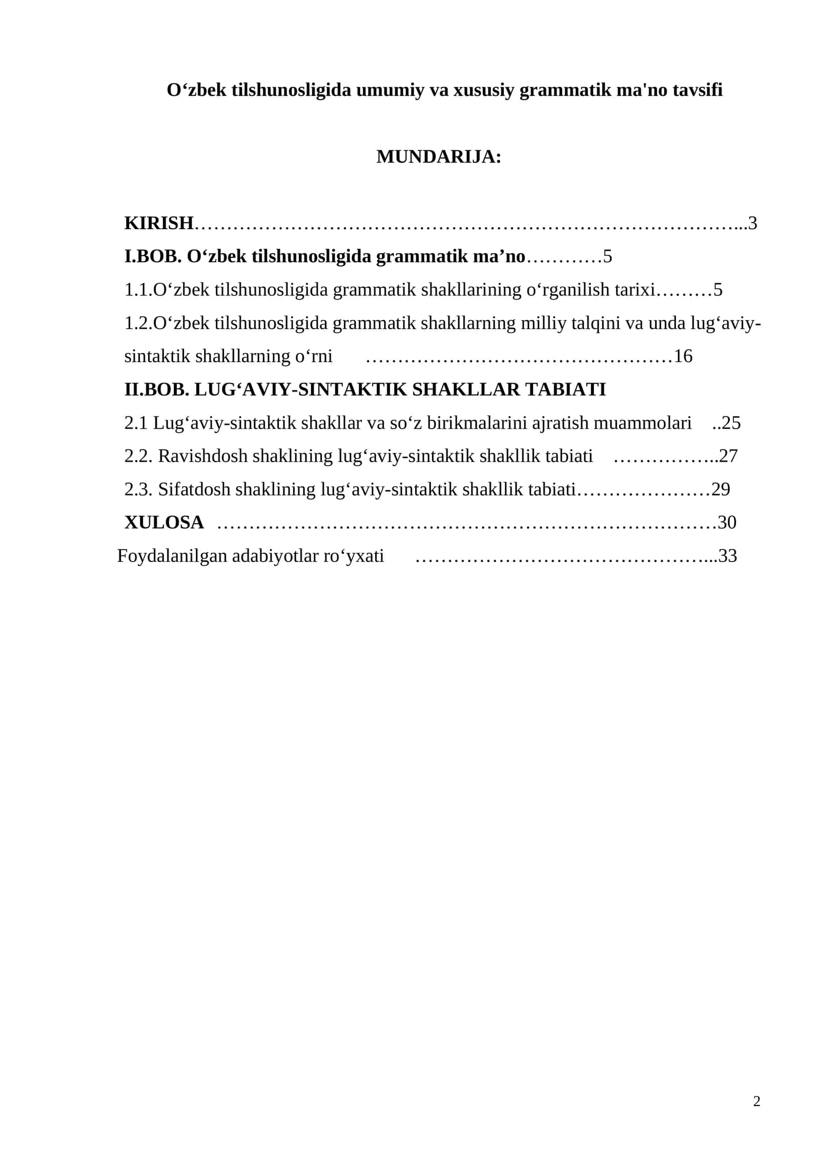O‘zbek tilshunosligida umumiy va xususiy grammatik ma'no tavsifi