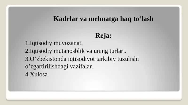 Kadrlar va mehnatga haq to‘lash
