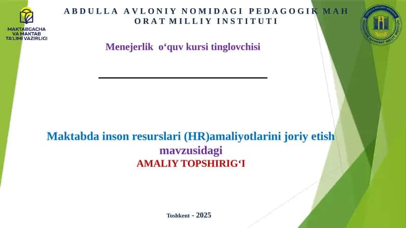 Maktabda inson resurslari (HR) amaliyotlarini joriy etish
