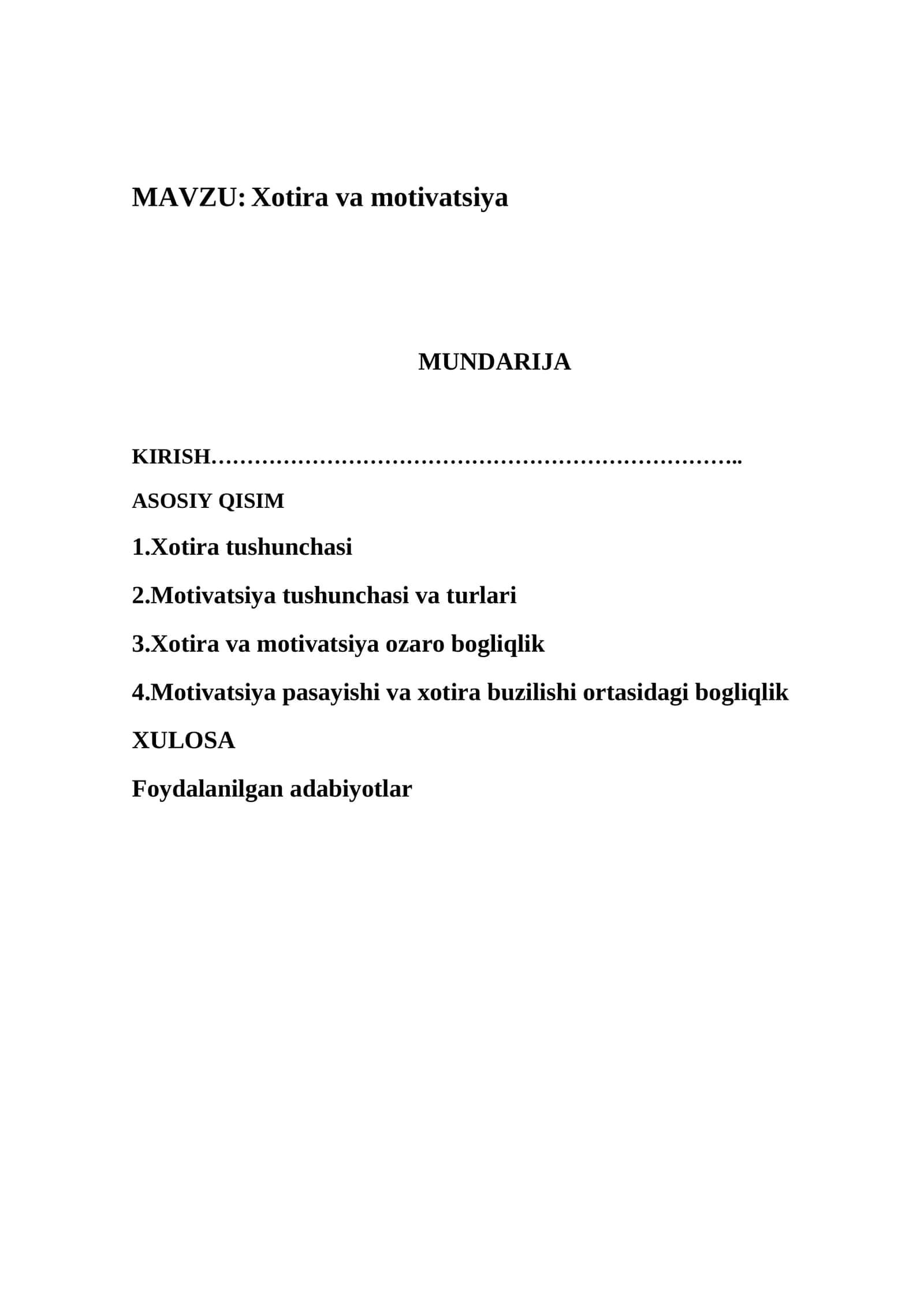 Xotira va motivatsiya