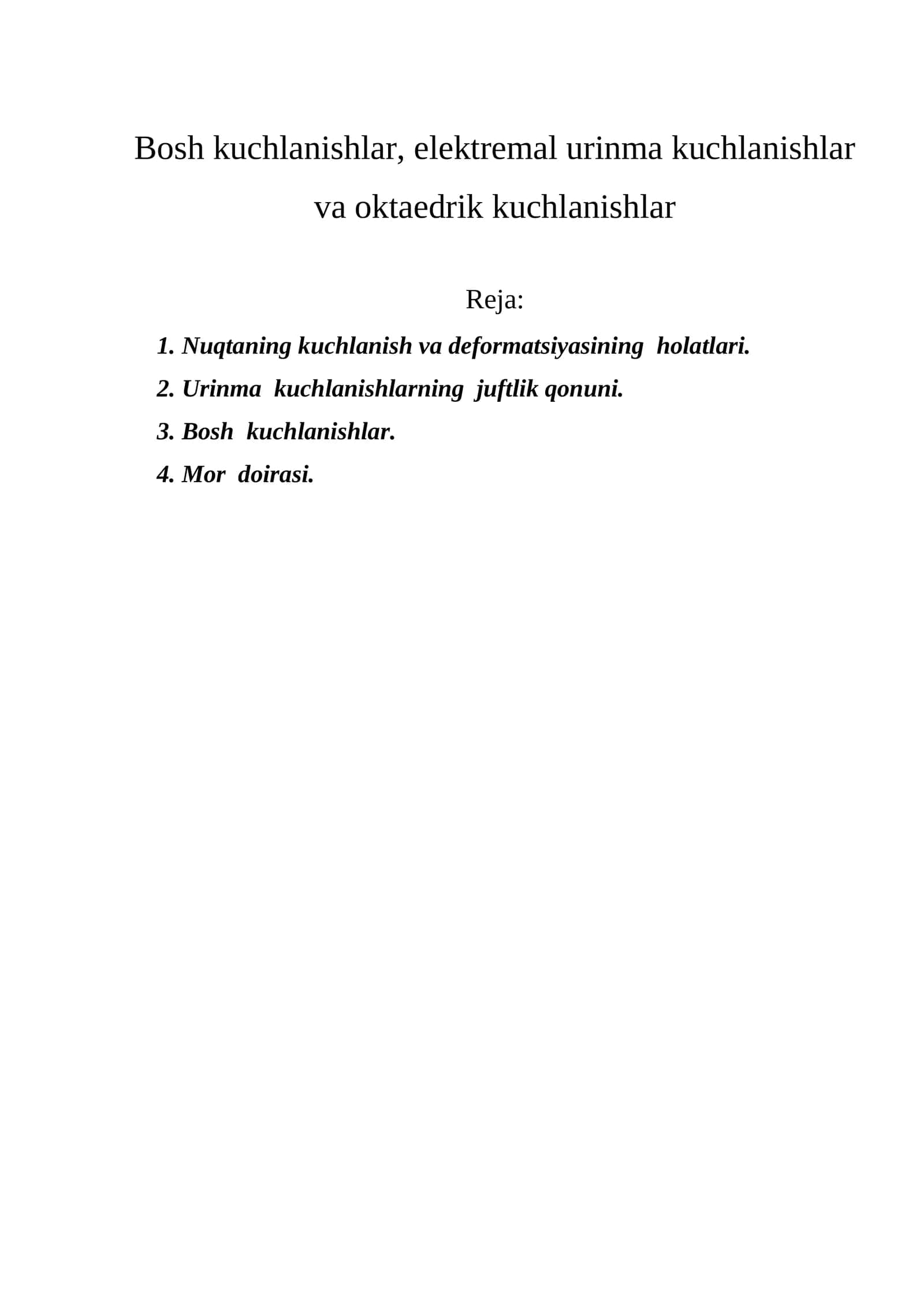 Kuchlanishlar holatlari