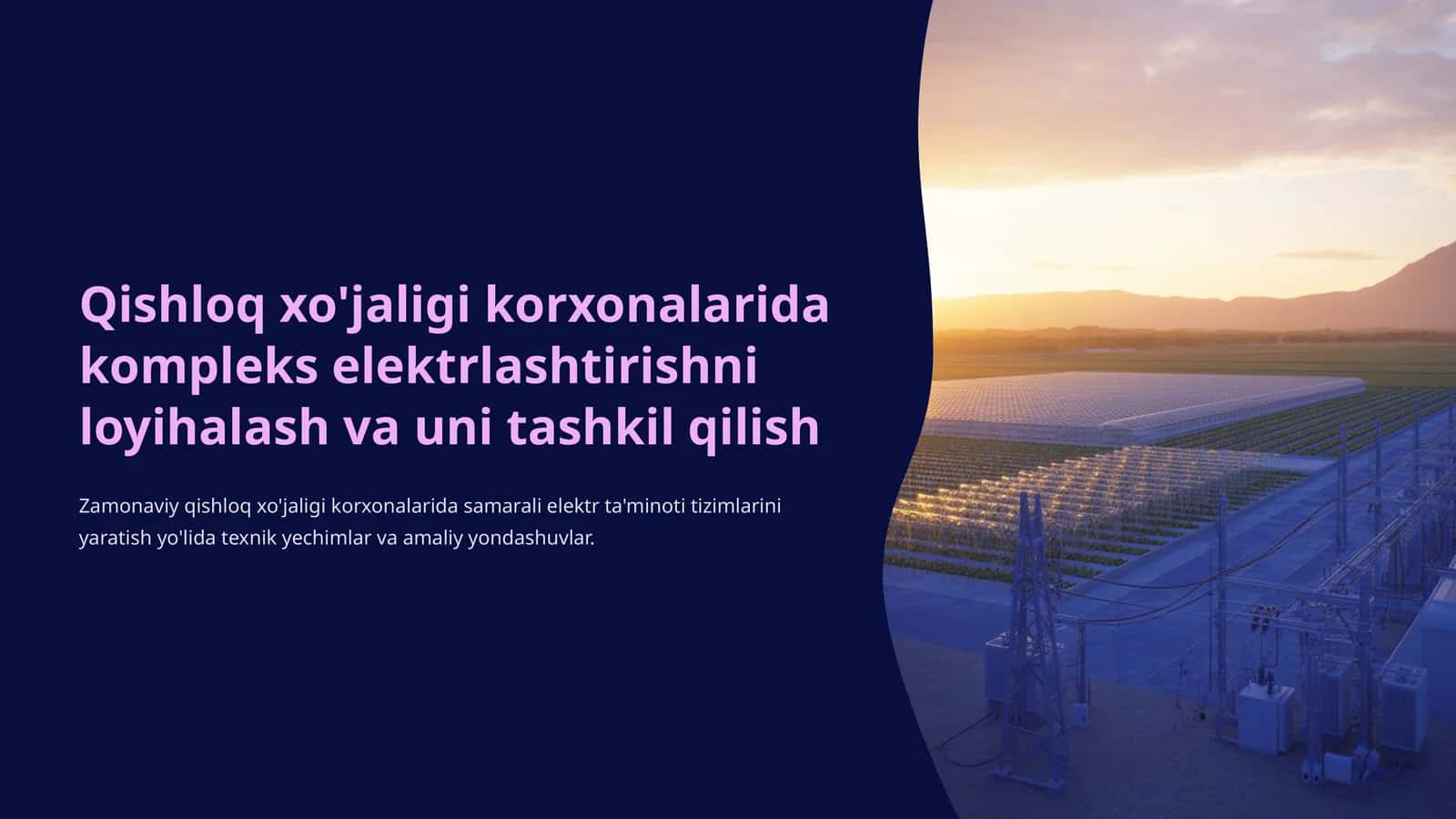 Qishloq xo'jaligi korxonalarida kompleks elektrlashtirishni loyihalash va uni tashkil qilish