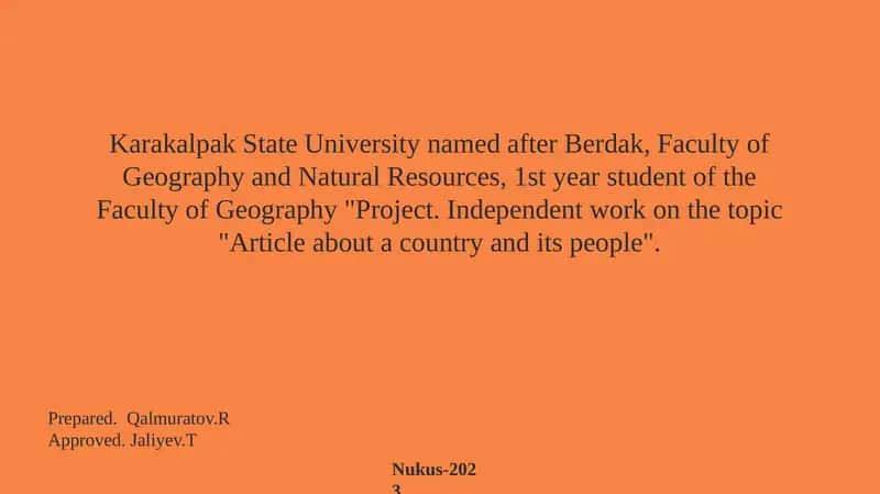 "Article about a country and its people"