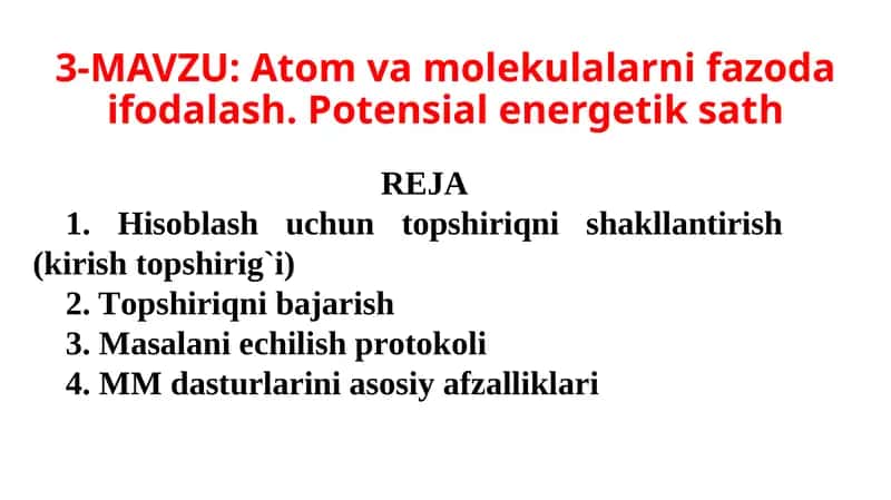 Atomlar va Molekullar ifodalash