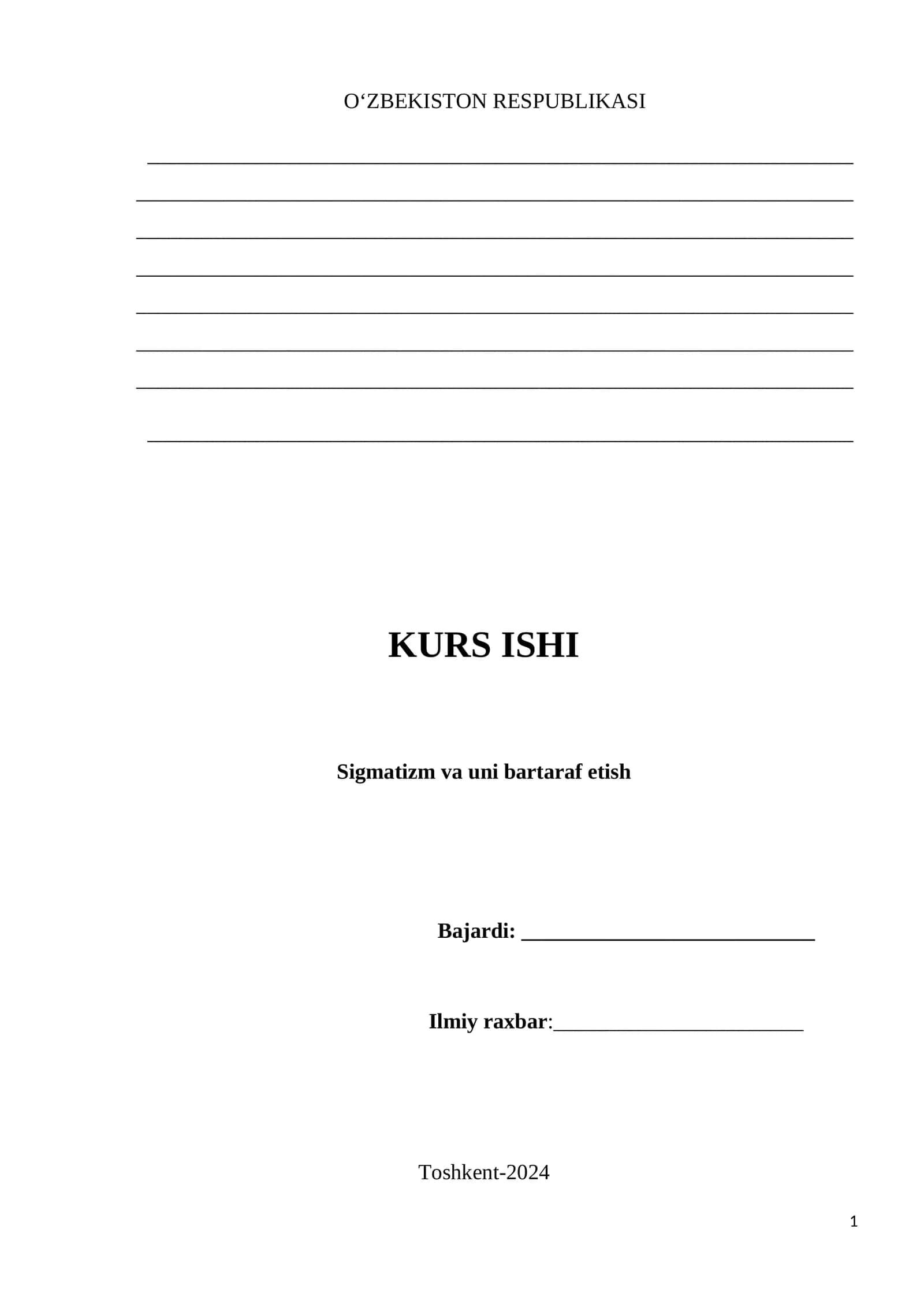 Kurs ishi. Sigmatizm va uni bartaraf etish