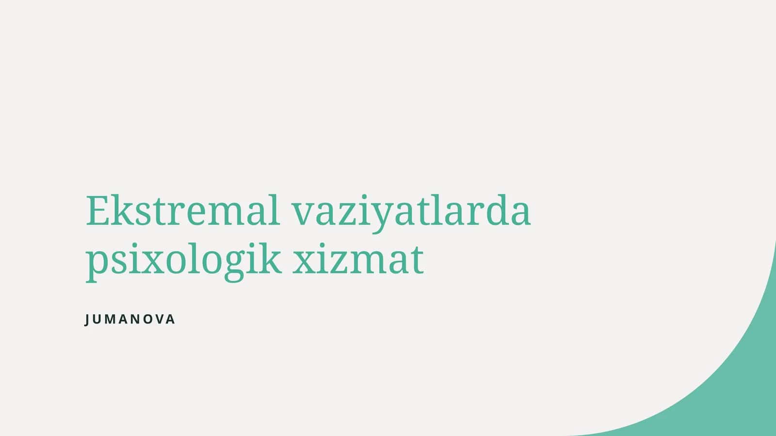 Ekstremal vaziyatlarda psixologik xizmat