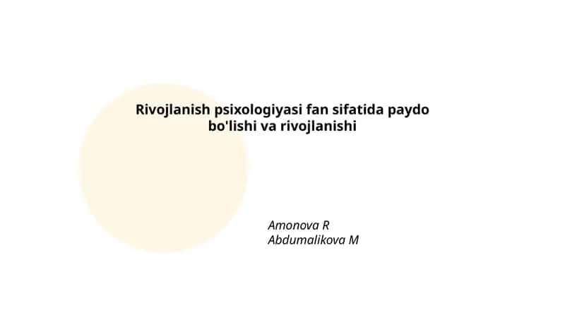 Rivojlanish Psixologiyasi