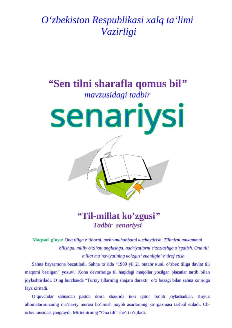 “Til-millat ko’zgusi” ssenariy