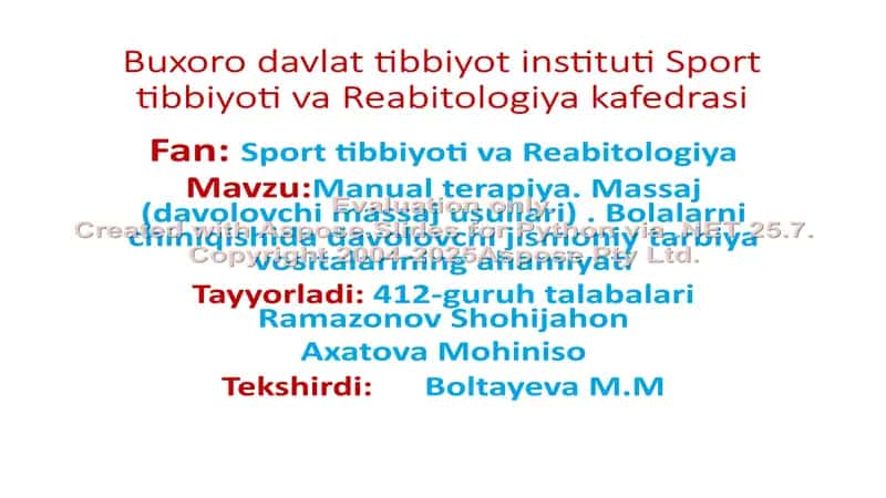 Manual terapiya va Massaj