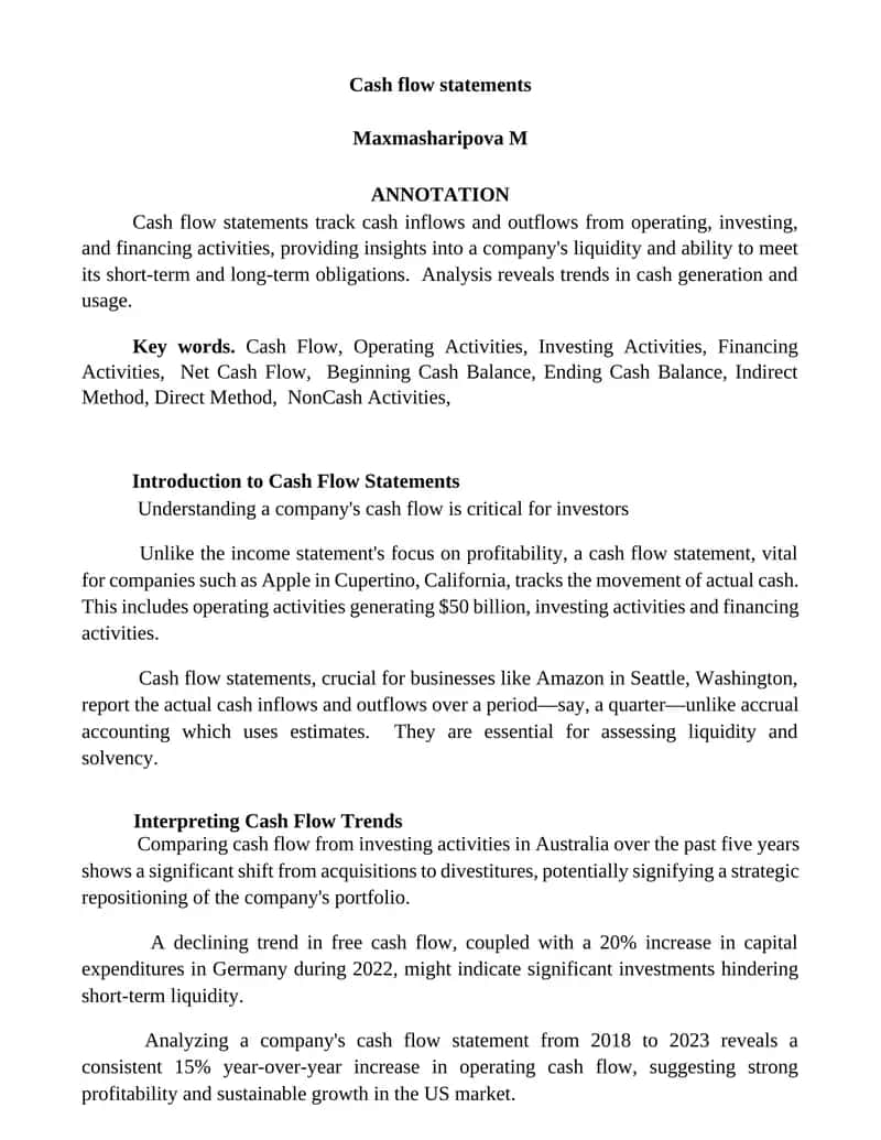 Cash flow statements