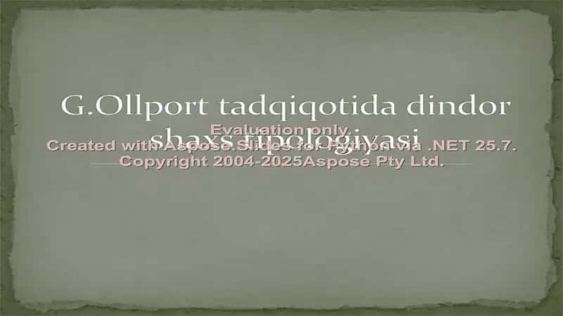G.Ollport tadqiqotida dindor shaxs tipologiyasi
