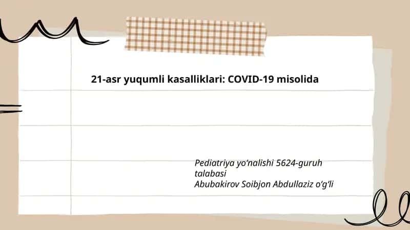 COVID-19 yuqumli kasalliklari xaqida