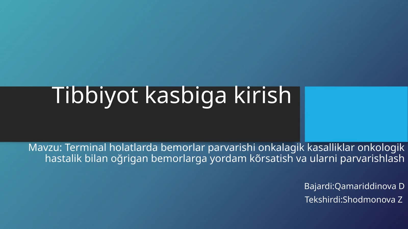 Tibbiyotkasbigakirish
