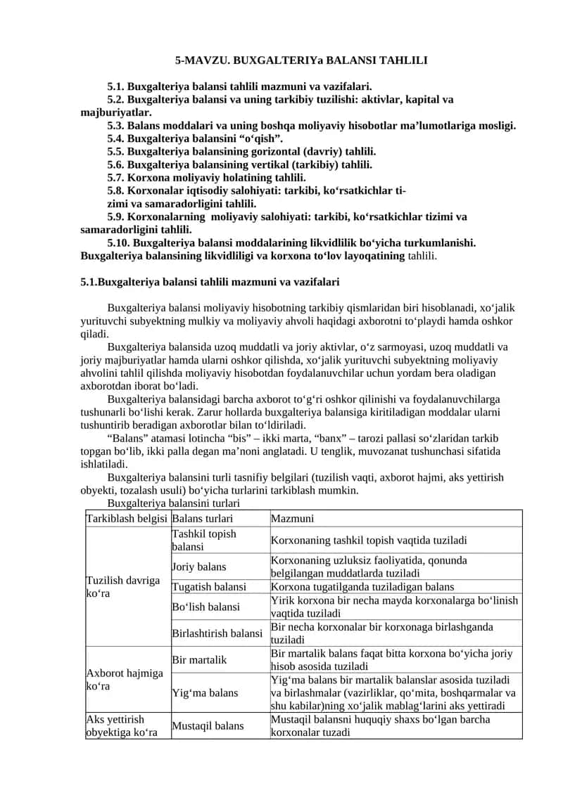 Buxgalteriya balansi tahlili