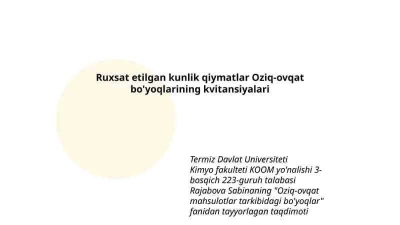 Oziq-ovqat bo'yoqlarining kvitansiyalari