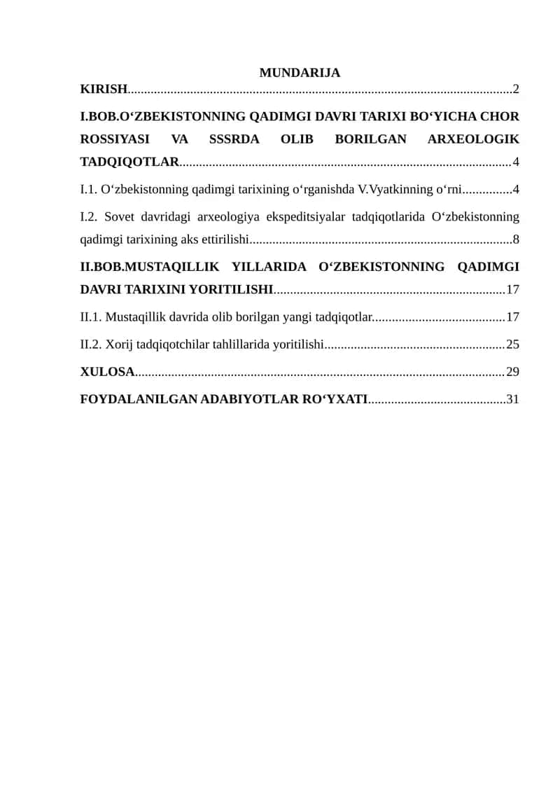 Arxeologik tadqiqotlar tahlili