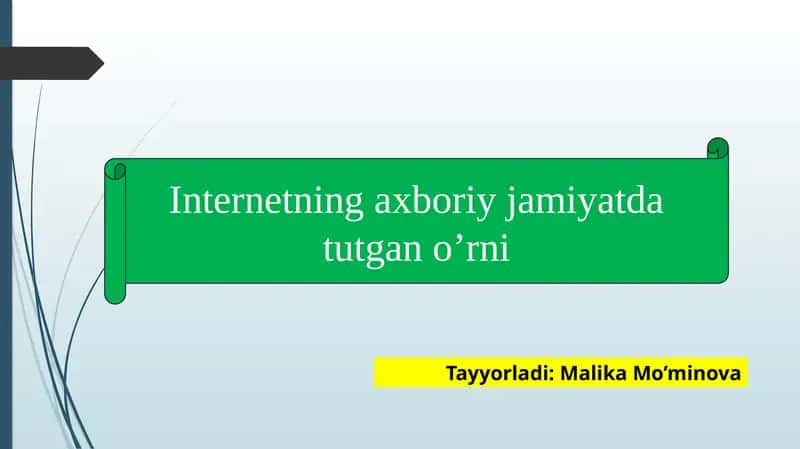 Internetning axboriy jamiyatda tutgano'rni