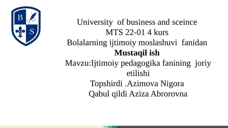 Ijtimoiy pedagogika fanining joriy etilishi
