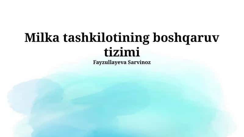 Milka Tashkilotining Boshqaruv Tizimi