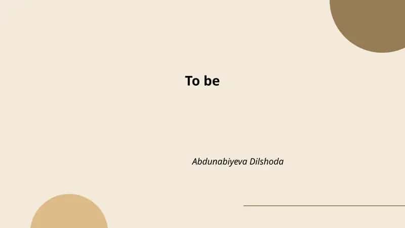 Forms and conjugation of "to be"