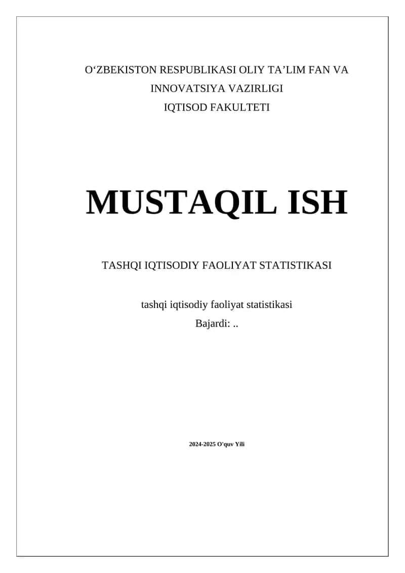 Tashqi iqtisodiy faoliyat statistikasi