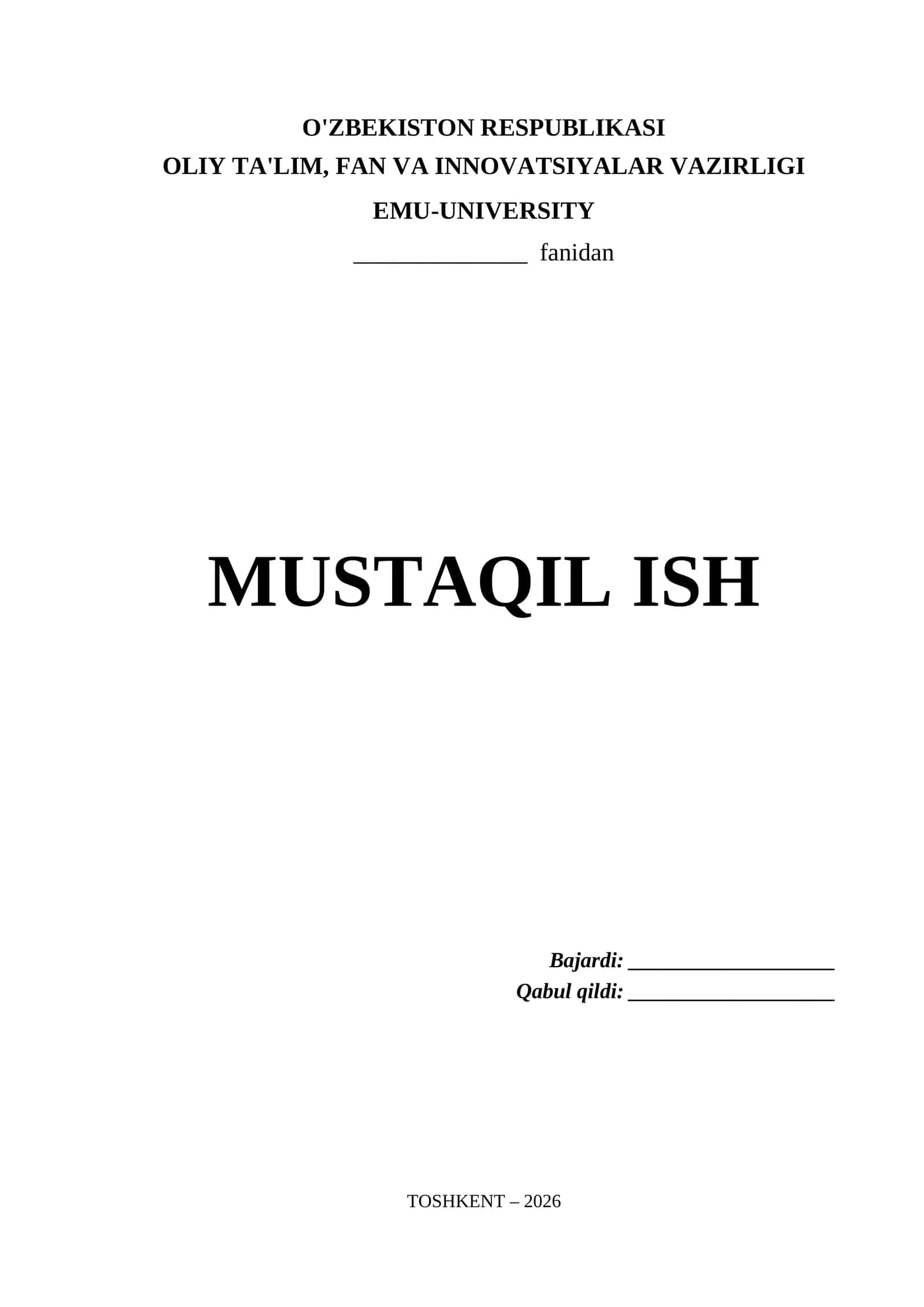 Emu-University Mustaqil Ish Titul Varaq (.docx)