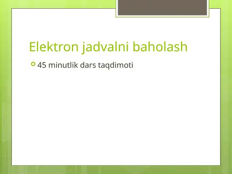 Elektron jadvalni baholash